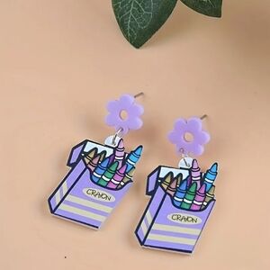 Purple Crayon Earrings